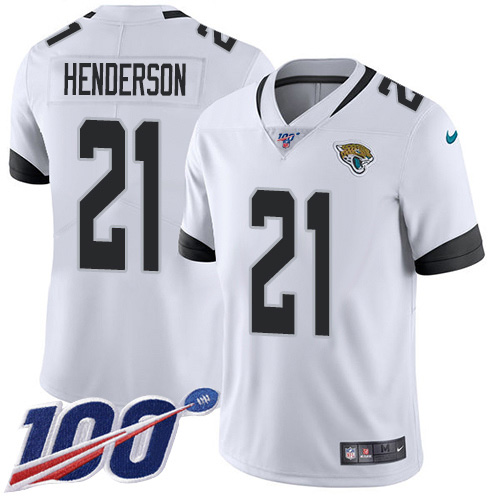 Nike  Jaguars #21 C.J. Henderson White Men Stitched NFL 100th Season Vapor Untouchable Limited Jersey